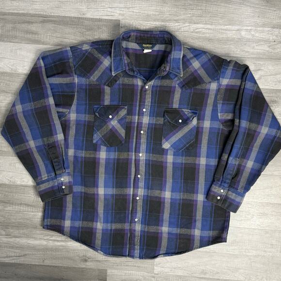 Vintage Men’s OshKosh B’Gosh Pearl Snap Flannel Shirt Plaid - Picture 3 of 6